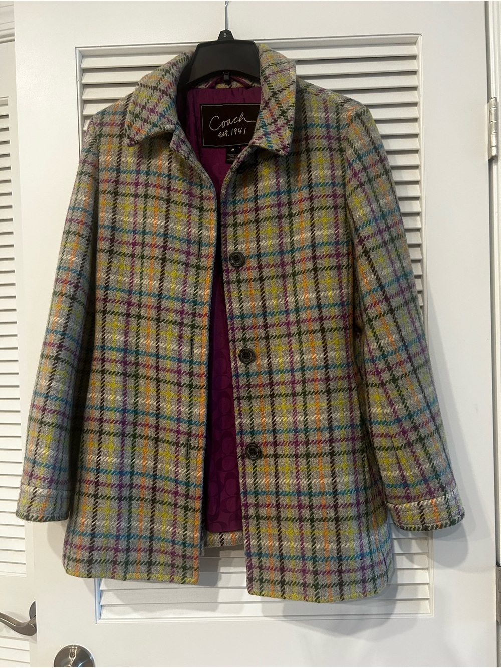 Coach Women’s Multicolor Plaid Coat - Purple Lining